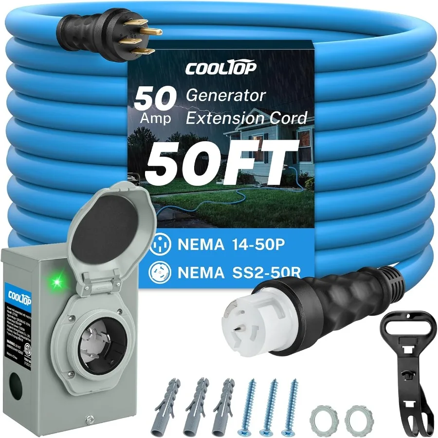 Outdoor Power Inlet Box - Cabo gerador de 50 Amp e