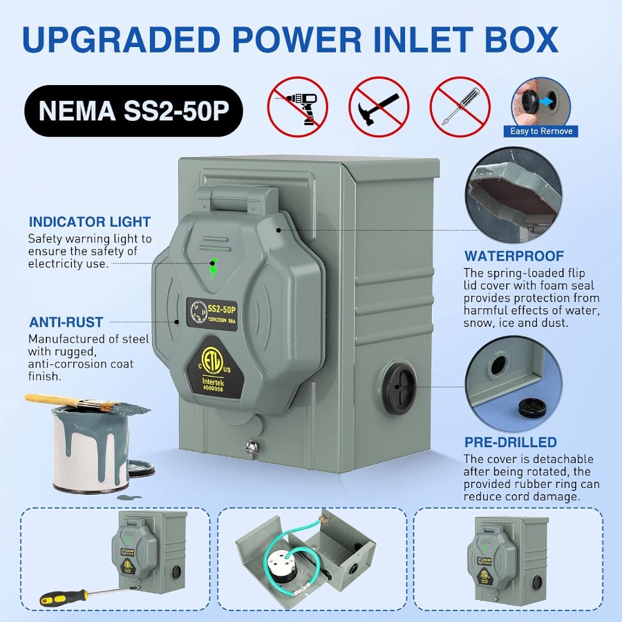 Cabo de extensão resistente do - Outdoor Power Inlet Box avaliação e preço